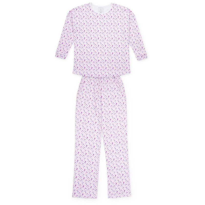 Audrey Women's Longsleeve Top Pant Set - Penguin Party Pink