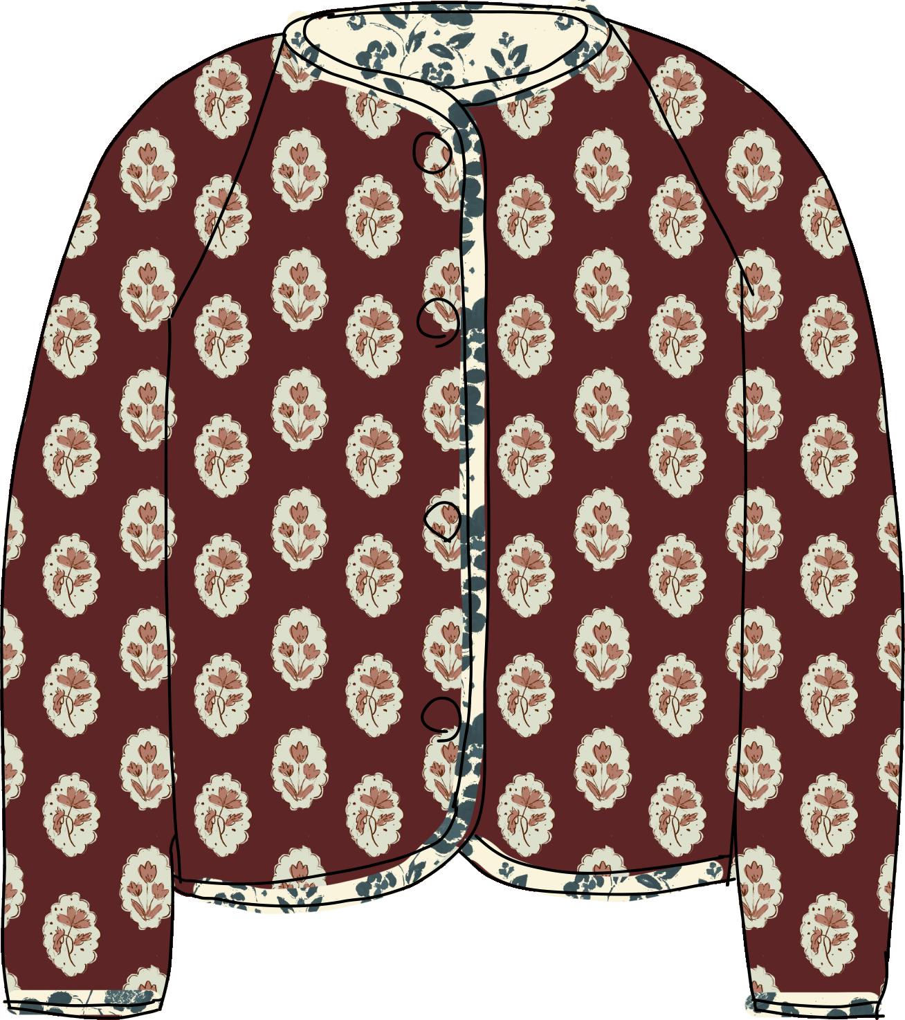 Quilted Jacket in Intaglio Maroon