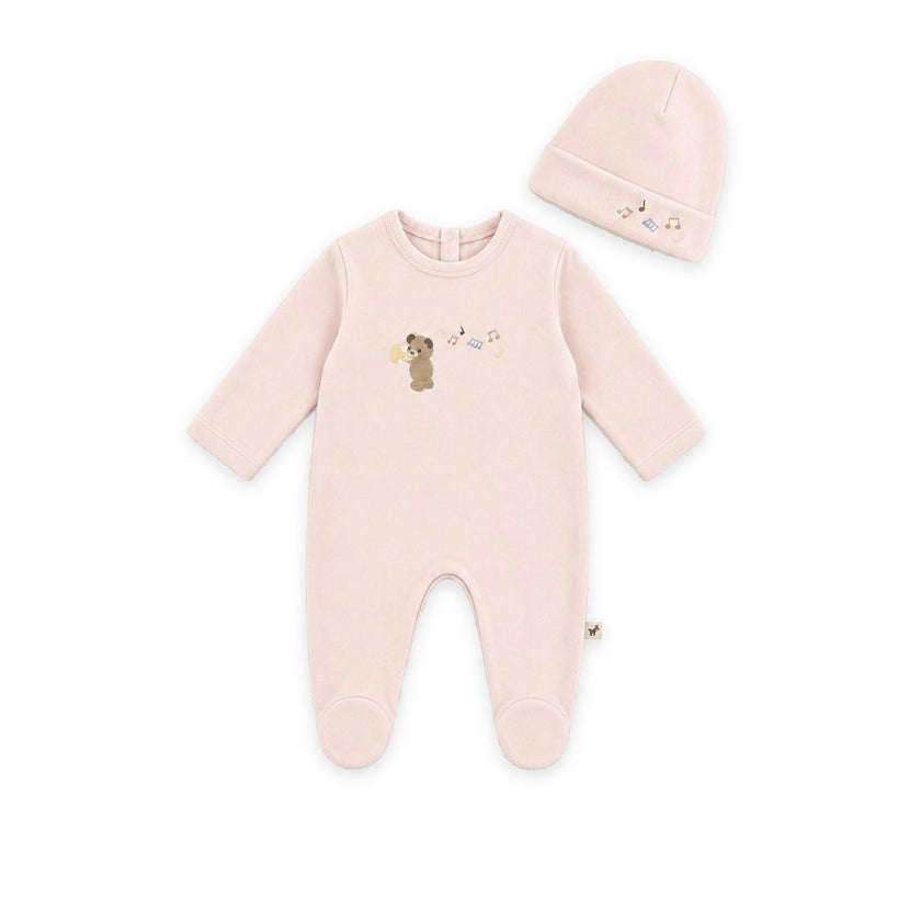 Bear Embroidery Footie