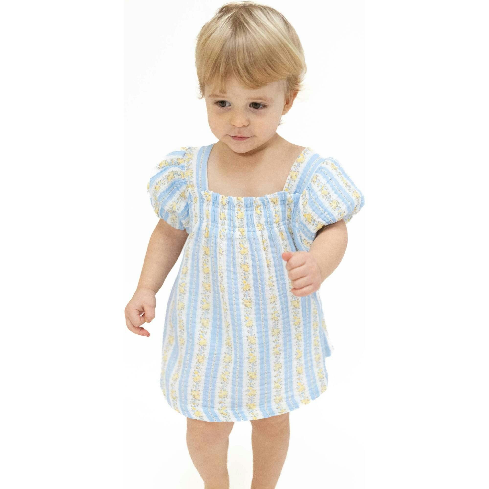 Odalys Floral Stripe - Puff Sleeve Baby Doll Dress and Bloomer