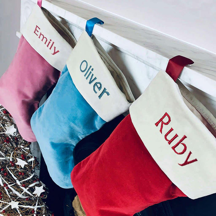 Bertie Bear's Personalized Christmas Stocking in Red