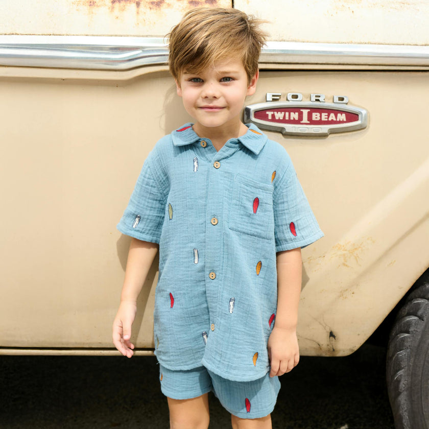 Boys Jack Shirt - Surfboard Embroidery