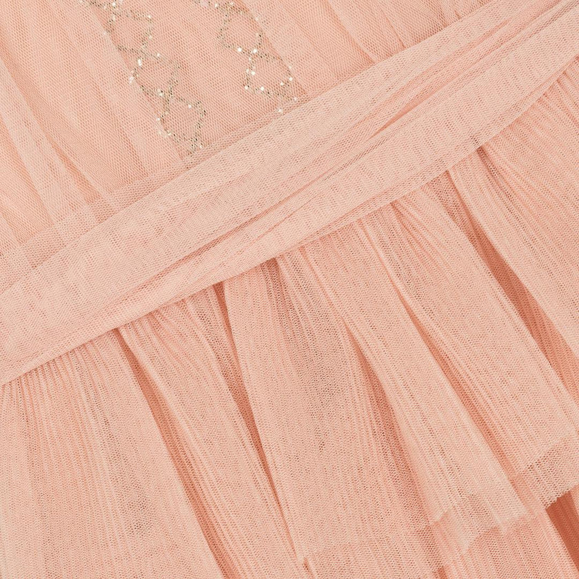 Peach Pleated Tulle Dress