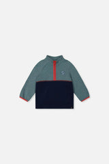 Baby Zip Mock Neck Top Pale Turquoise