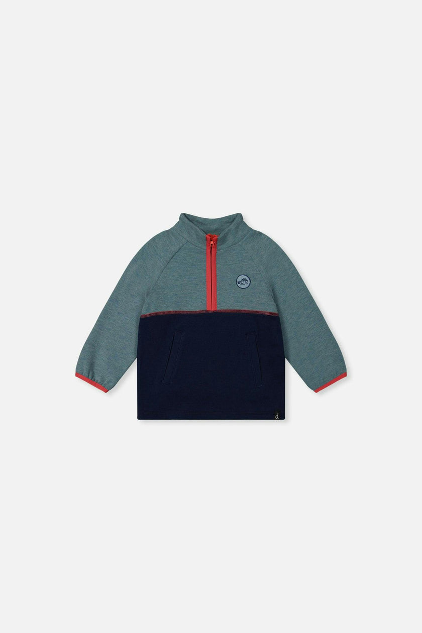 Baby Zip Mock Neck Top Pale Turquoise