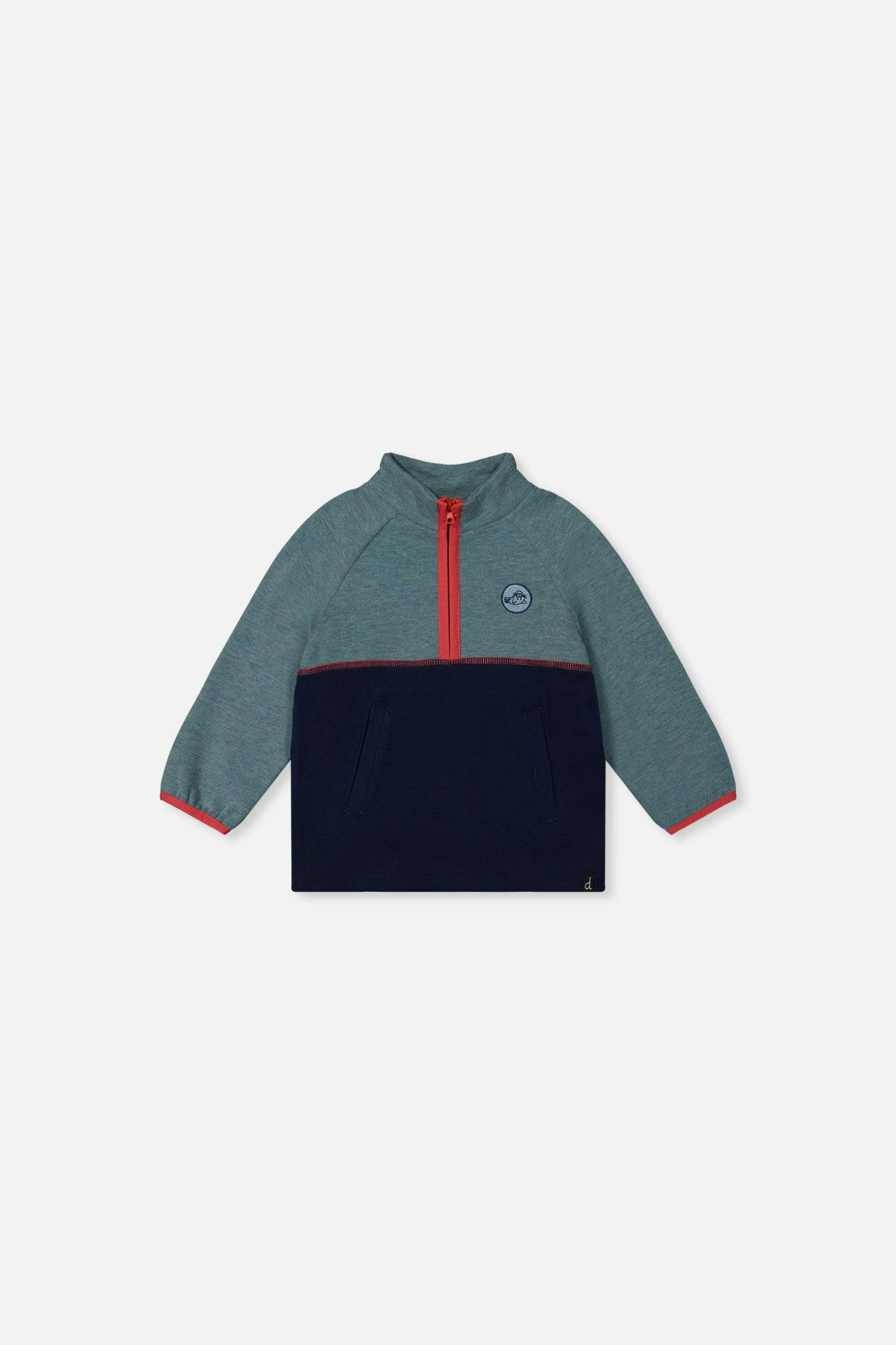 Baby Zip Mock Neck Top Pale Turquoise