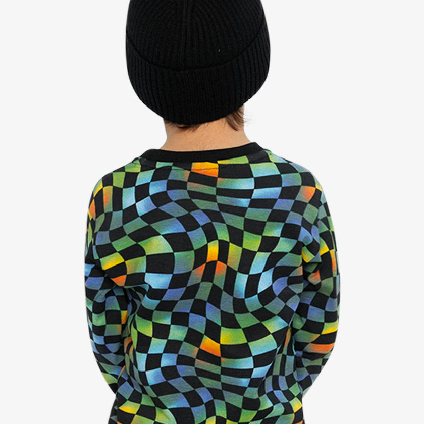 Organic Cotton Long Sleeve T-Shirt Blue Checkered Print