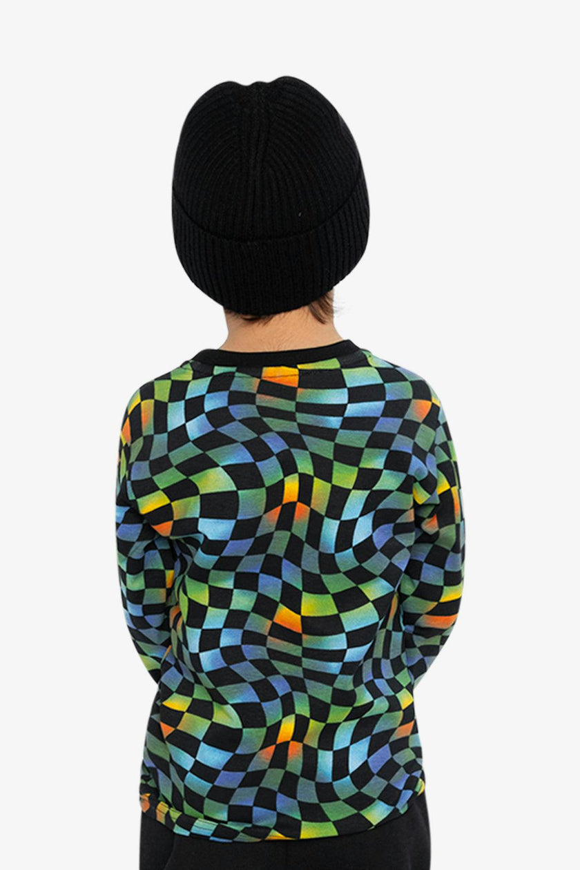 Organic Cotton Long Sleeve T-Shirt Blue Checkered Print
