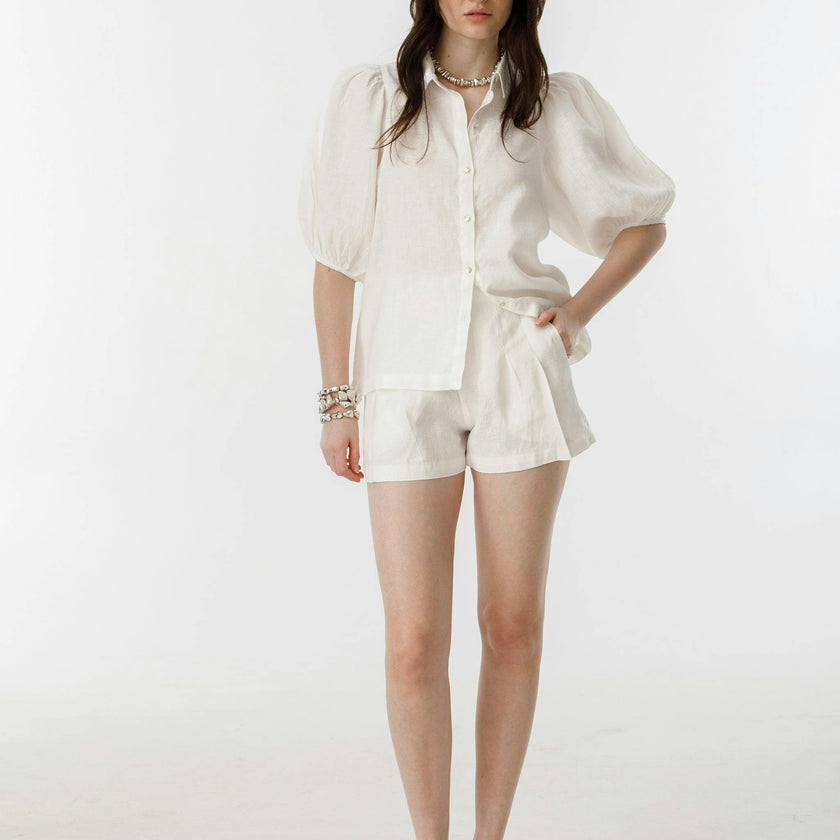 Frida Linen Shorts - Off White