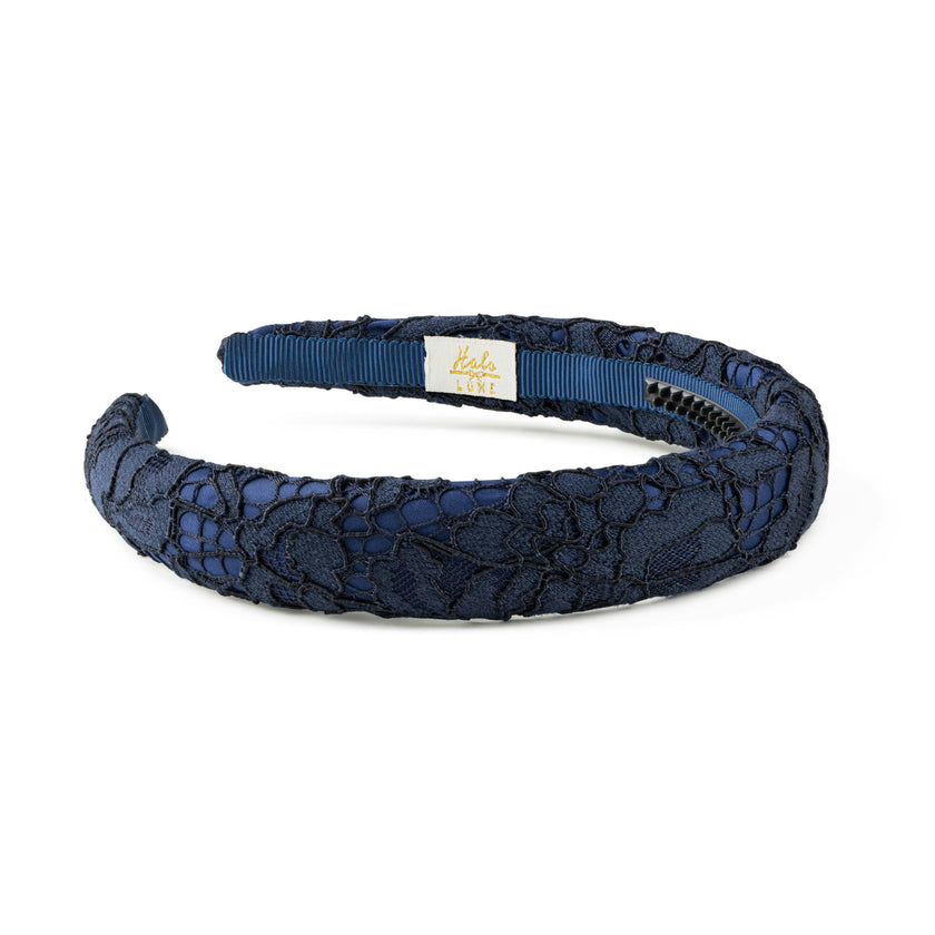 Halo Luxe Evelina Lace Headband - Navy