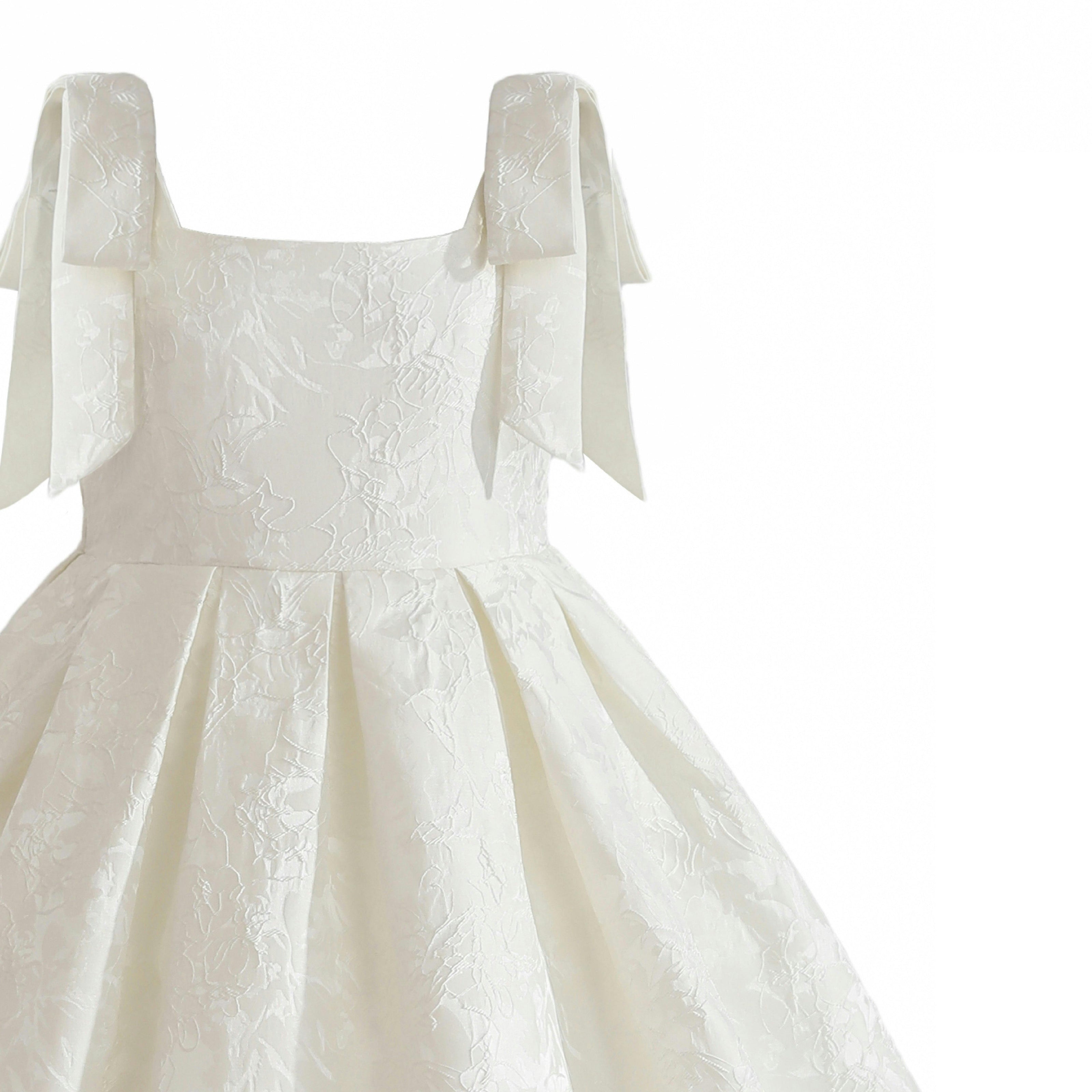 Ivory Marigold Bow Pleated Dress