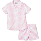 Women's Twill Pajama Short Set in Pink Gingham