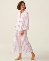 The Olivia Wide Leg Pima Pajama Set in Pink Mayfair Toile