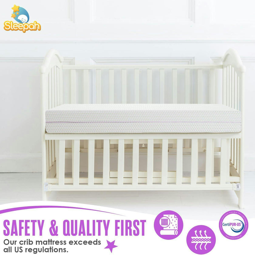 6” Crib & Toddler Bed Mattress – Made in USA – CertiPUR & OEKO-TEX Certified – Breathable Waterproof Washable Removable Soft Cover – Dual Sided Pink