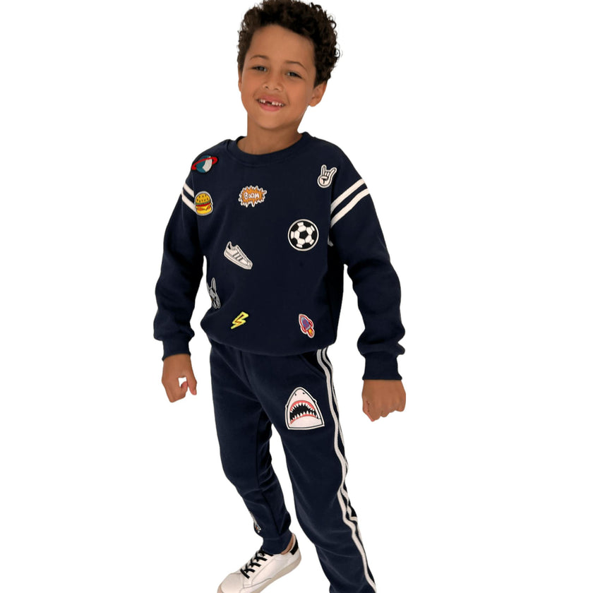 Varsity Patch Jogger Set Navy