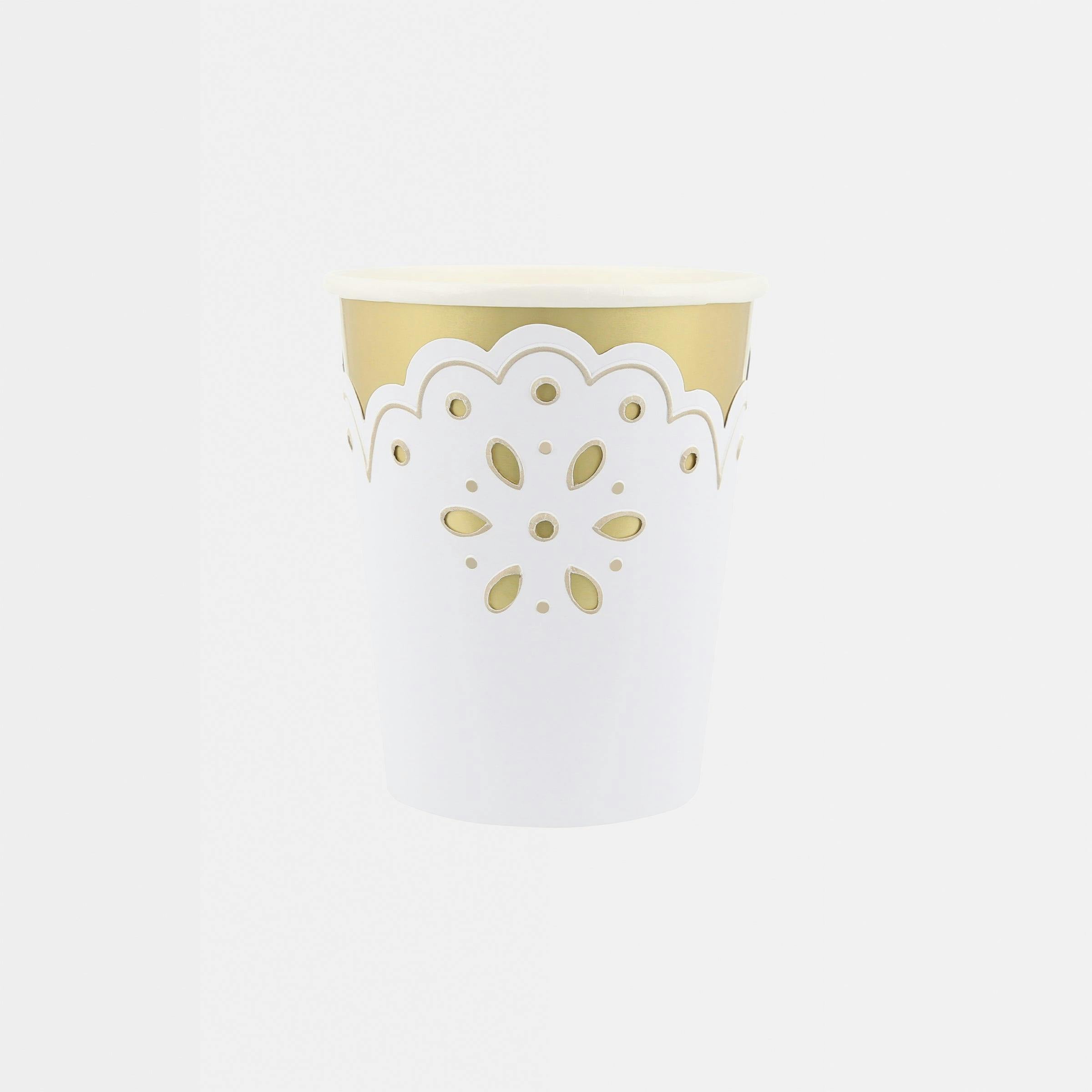 Broderie Anglaise Lace White Cups