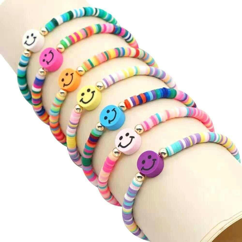 Smiley Rainbow Bracelets (7 pack)