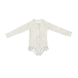 Long Sleeve Rashguard Ruffle Swimsuit | UPF + Recycled - Scandi Floral