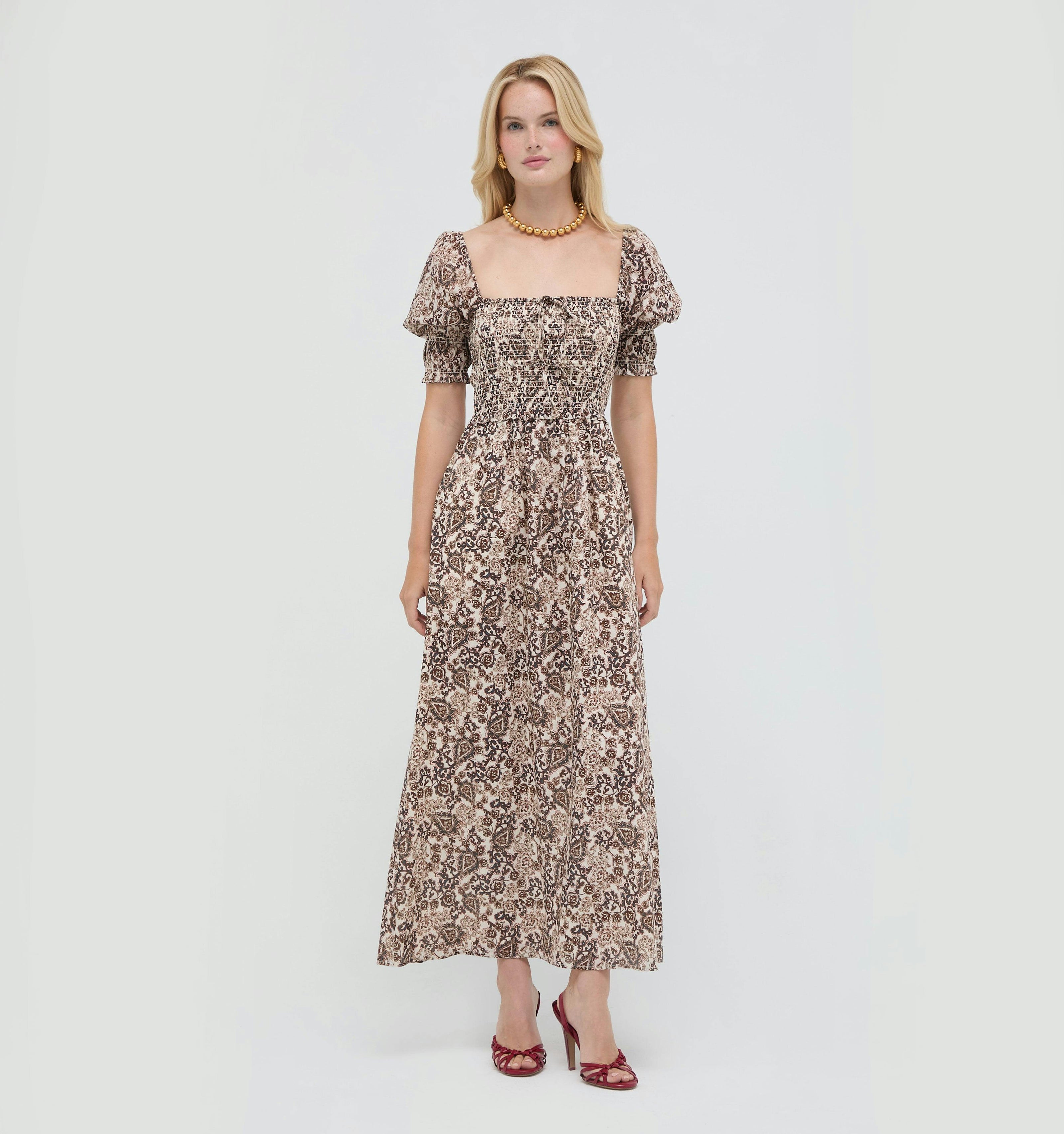 The Malene Nap Dress -  Chedworth Paisley Brown