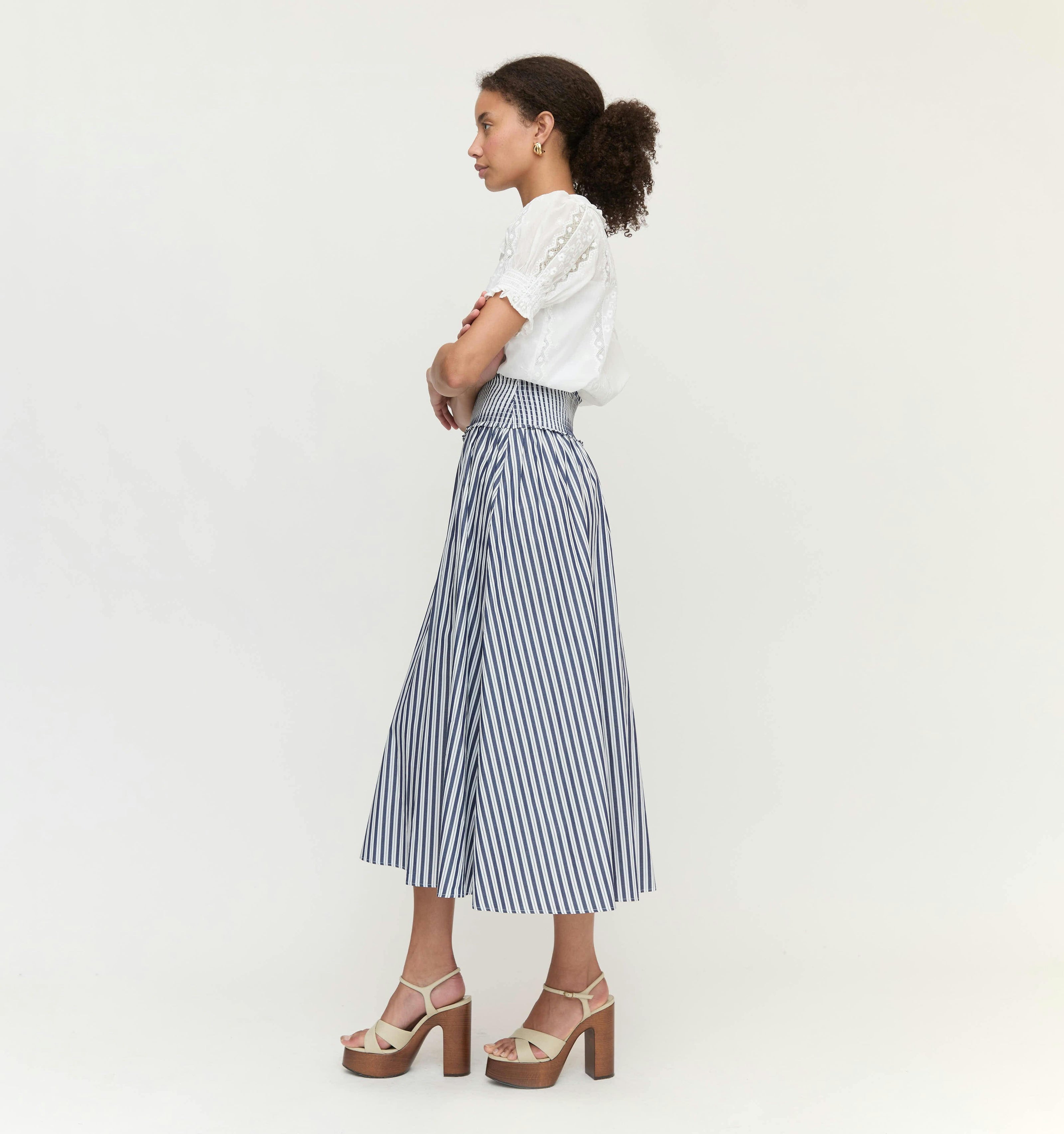 The Delphine Nap Skirt - Navy Stripe
