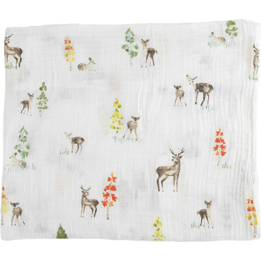 Cotton Muslin Swaddle Blanket - Oh Deer!