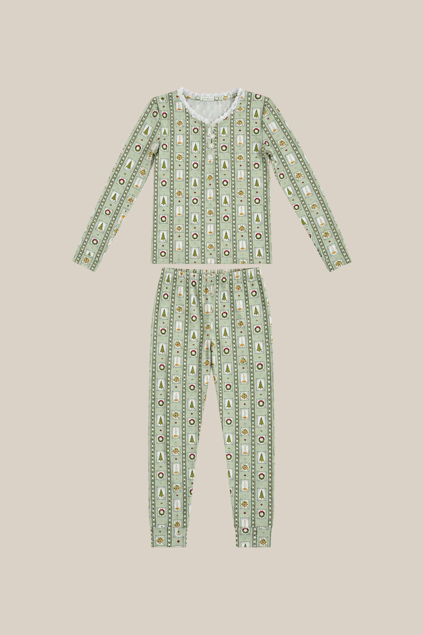 Mini So Soft Henley Pajama Set in Merry Mail Linear
