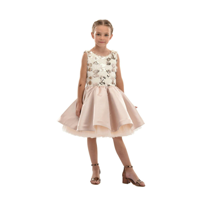 Beige Ashler Sequin Dress
