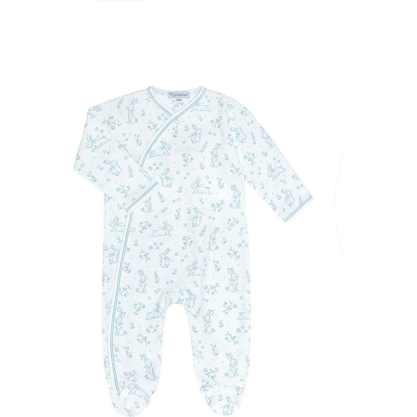 Blue Bunny Toile Crossover Footie