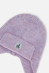 Baby Winter Knit Hat With Ear Flaps And Strings Lavender