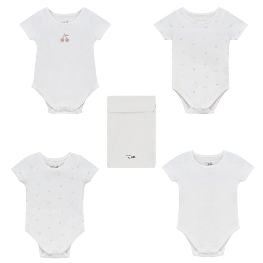 Cherry Print Undershirt Set Pure White/Blue