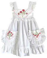 2T Heirloom Handkerchief Dress - Red Floral Bouquet