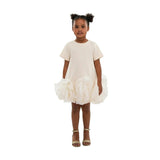 Beige Verina Ruffled Hem A-Line Dress