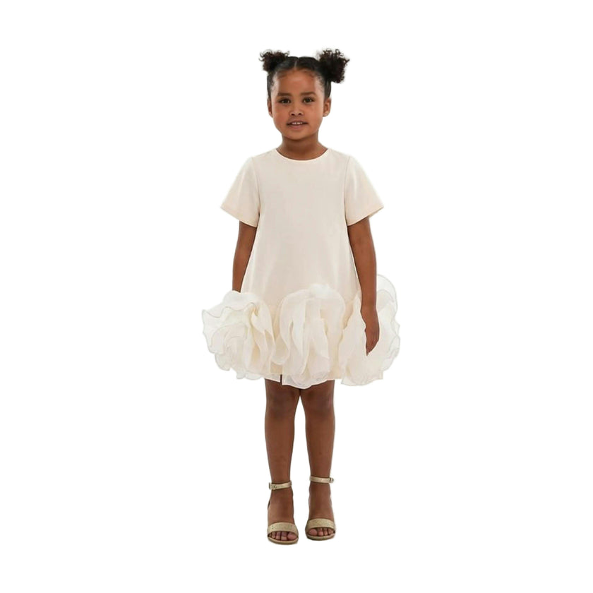 Beige Verina Ruffled Hem A-Line Dress