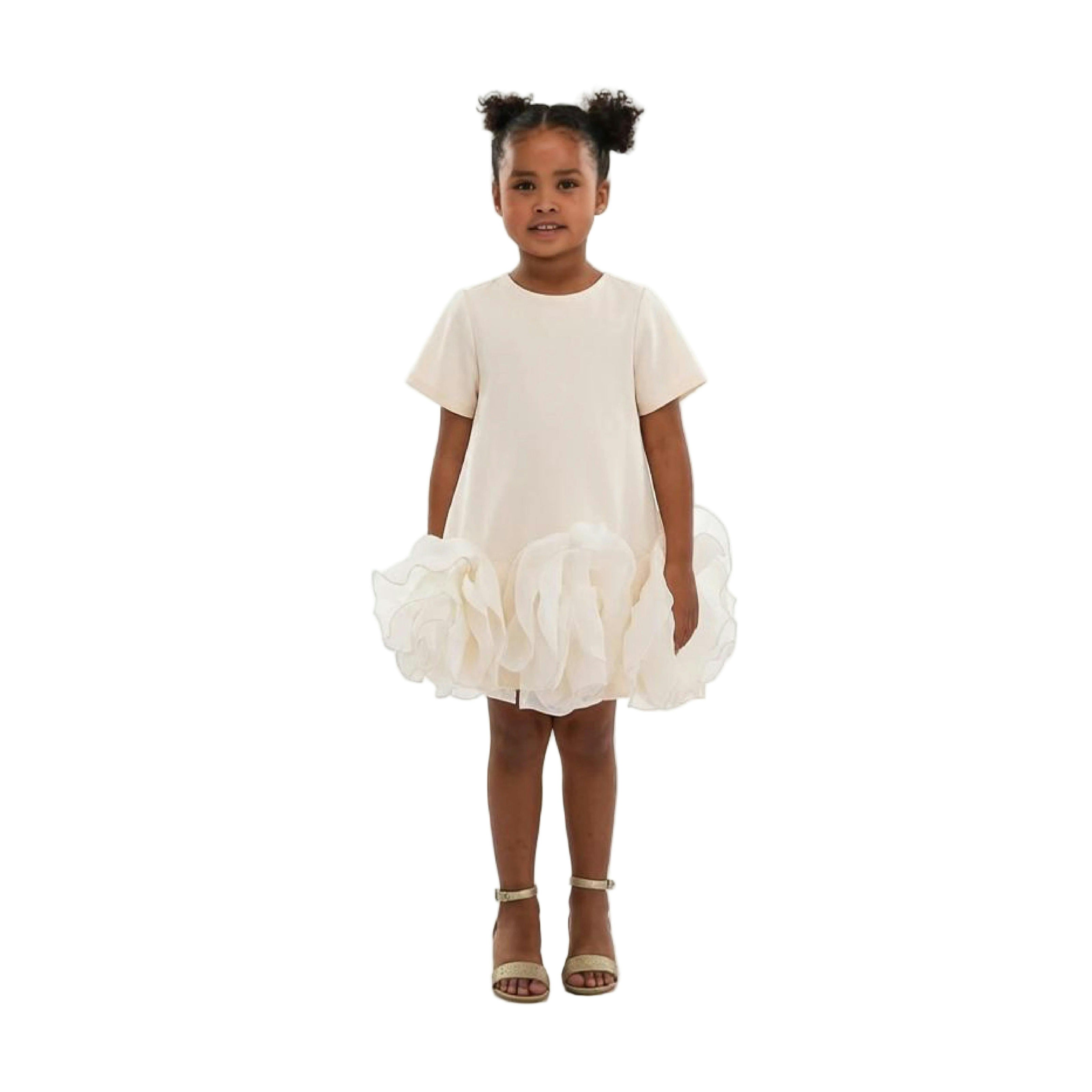 Beige Verina Ruffled Hem A-Line Dress