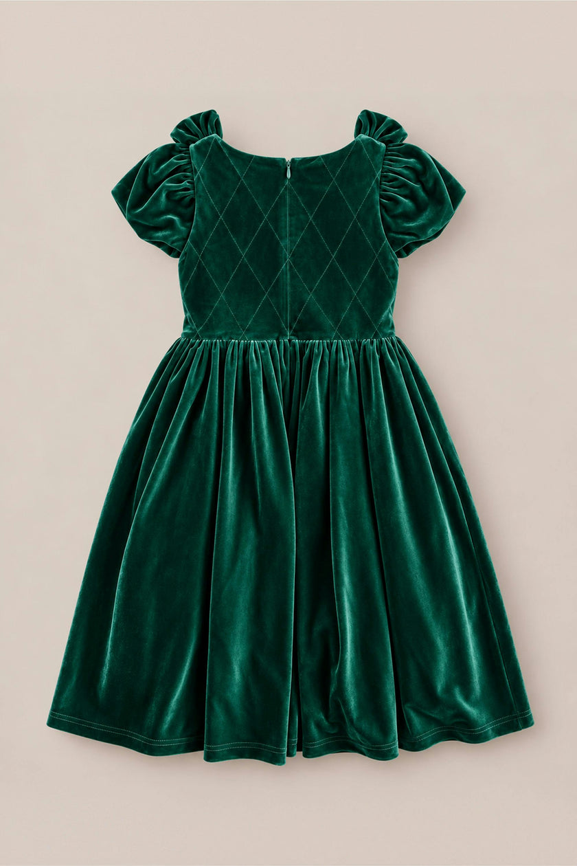 Mini Tiara Dress in Green Velvet