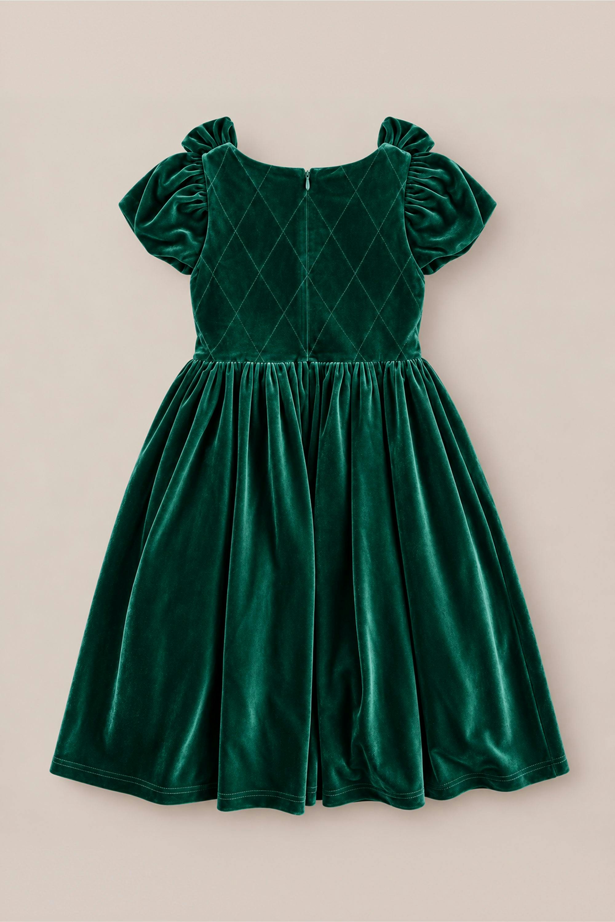 Mini Tiara Dress in Green Velvet