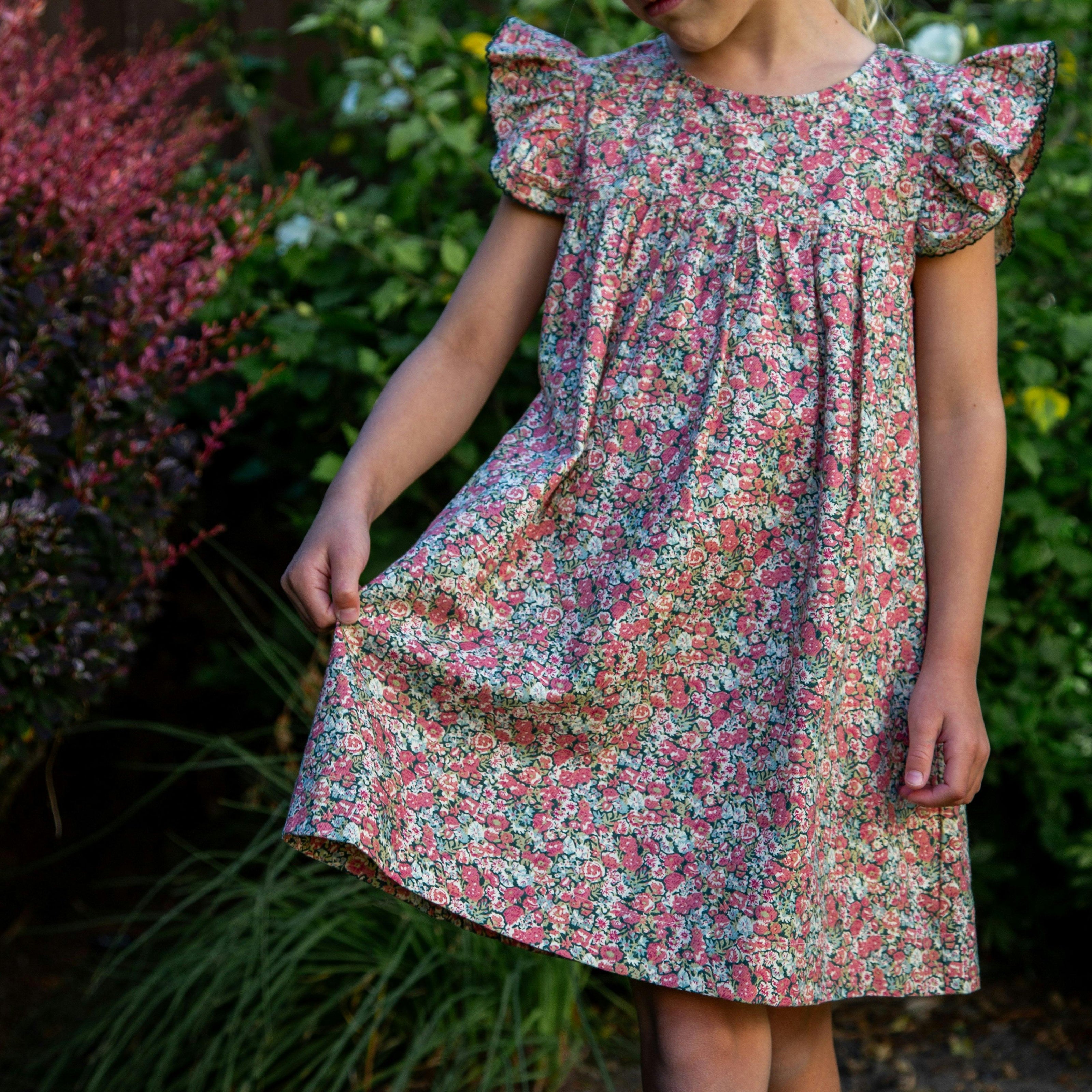 Girls Hannah Dress with Flutter Sleeves | Rosewood