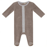 White And Gold Stars Print Velour Onesie