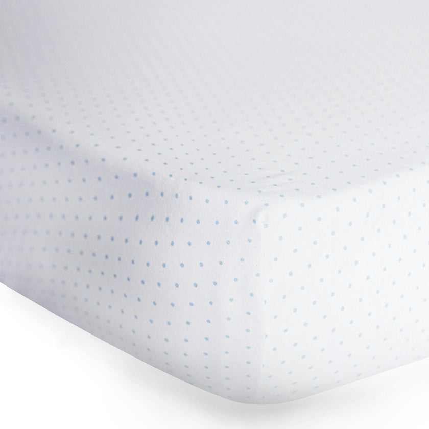 Peruvian Pima Cotton Mini Crib & Pack 'n Play Fitted Sheet – Blue Dots