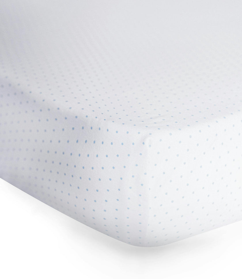 Peruvian Pima Cotton Mini Crib & Pack 'n Play Fitted Sheet – Blue Dots