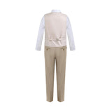 Beige Serge Formal Vest & Bow Tie Suit Set