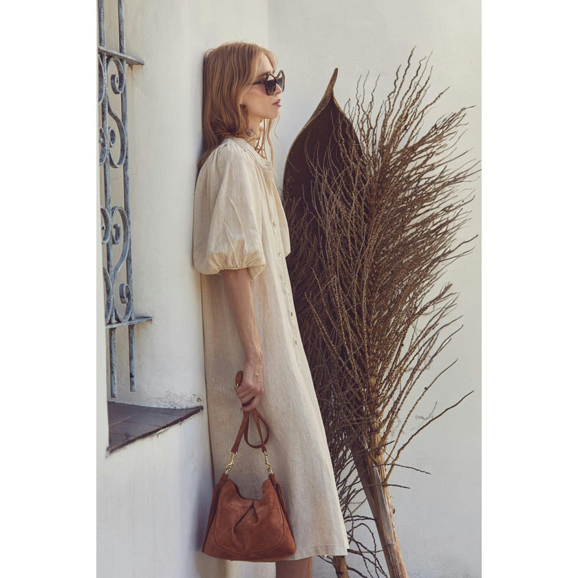 Bubble Linen Dress - Natural