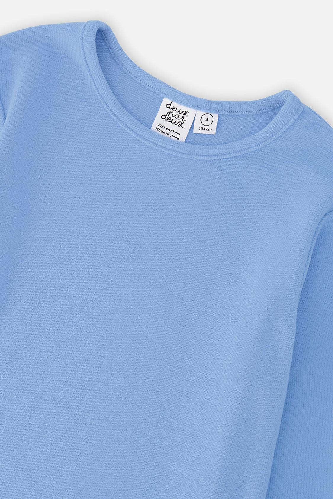 Brushed Rib Crew Neck Top Pale Blue