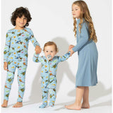 Oasis Teal Bamboo Girls' Long Sleeve Dress
