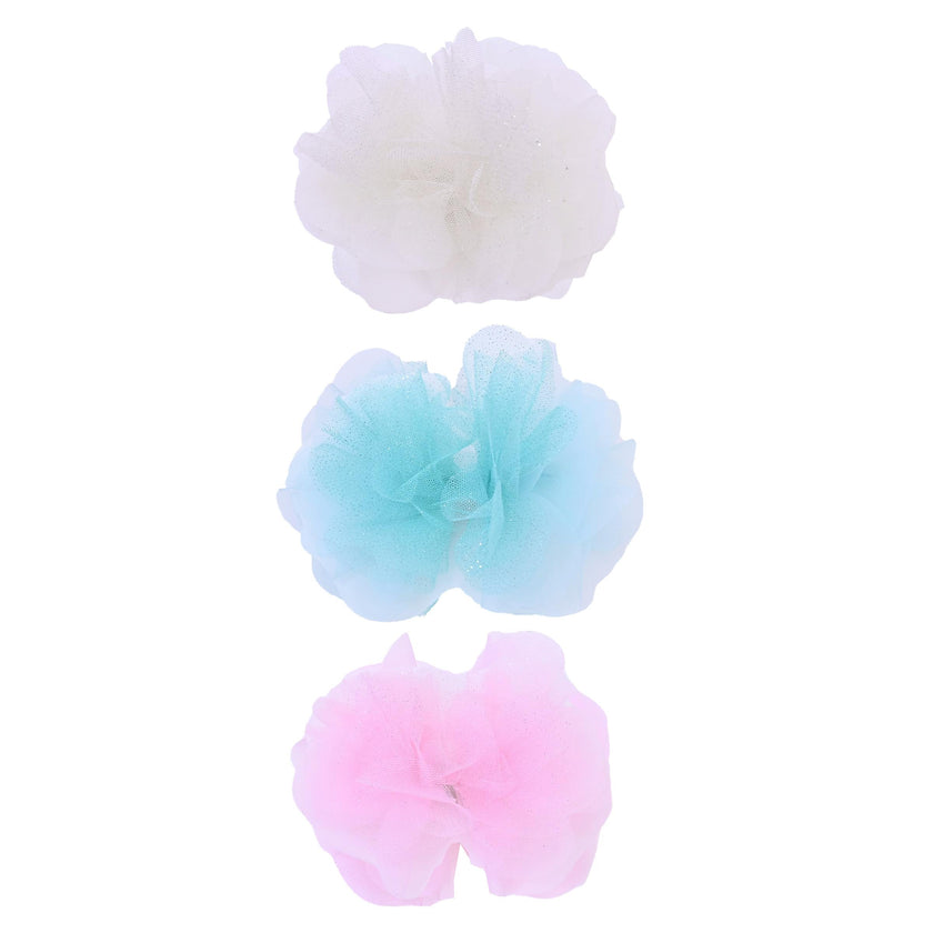 Tulle Flower Bow Hairclip Set