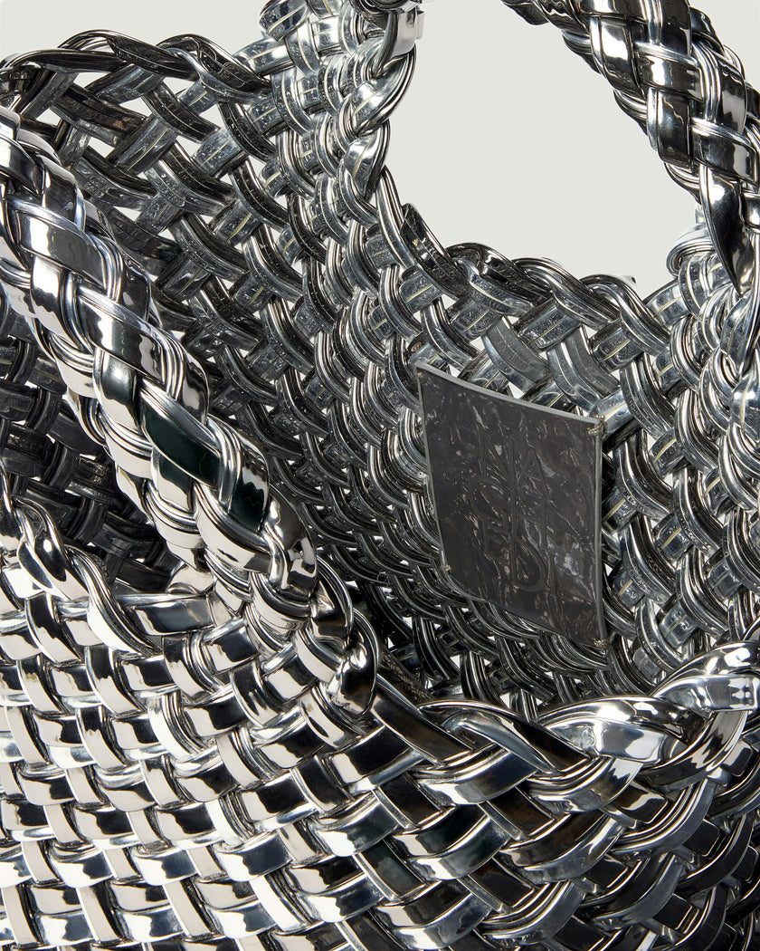 St. Barths Petit Tote Double Weave Metallic | Pewter