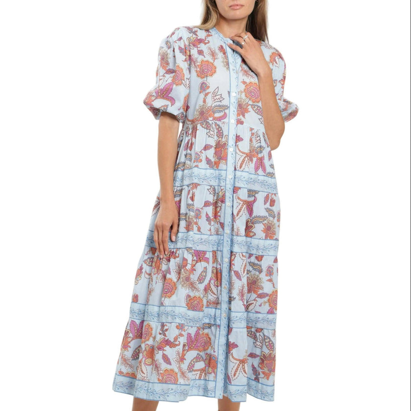 Milena Dress - Blue Botanical