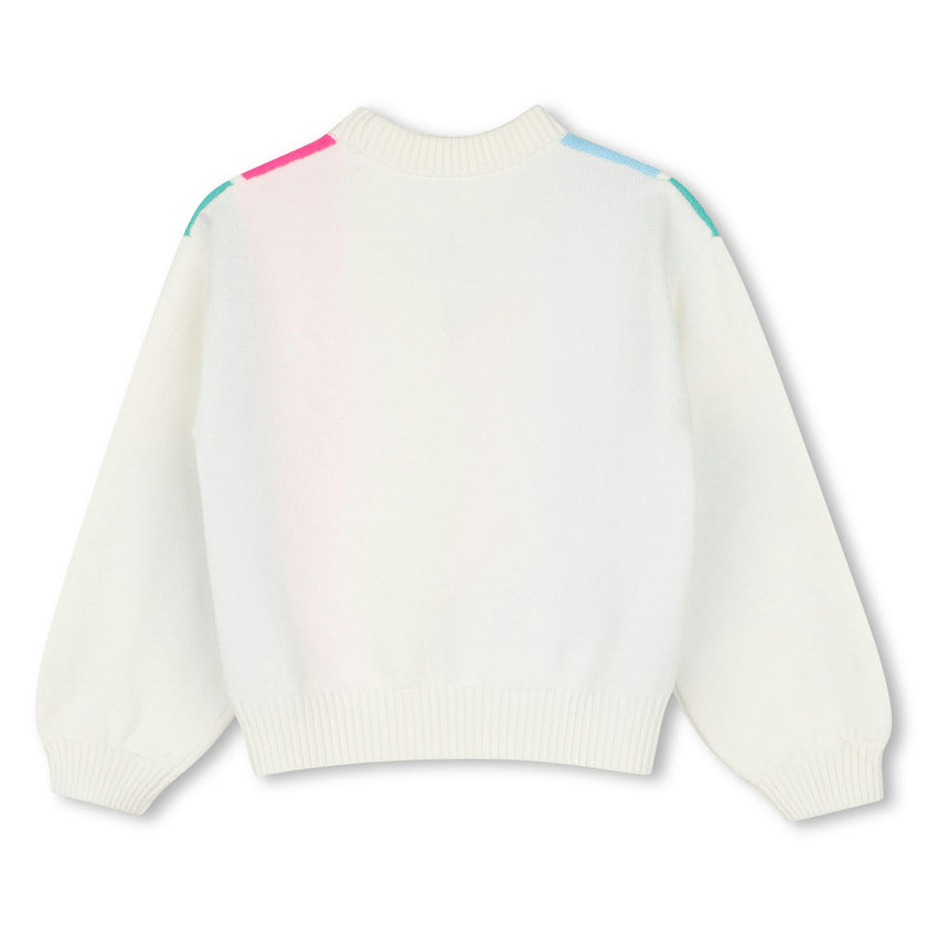 Multicolored Striped Heart Sequin Sweater