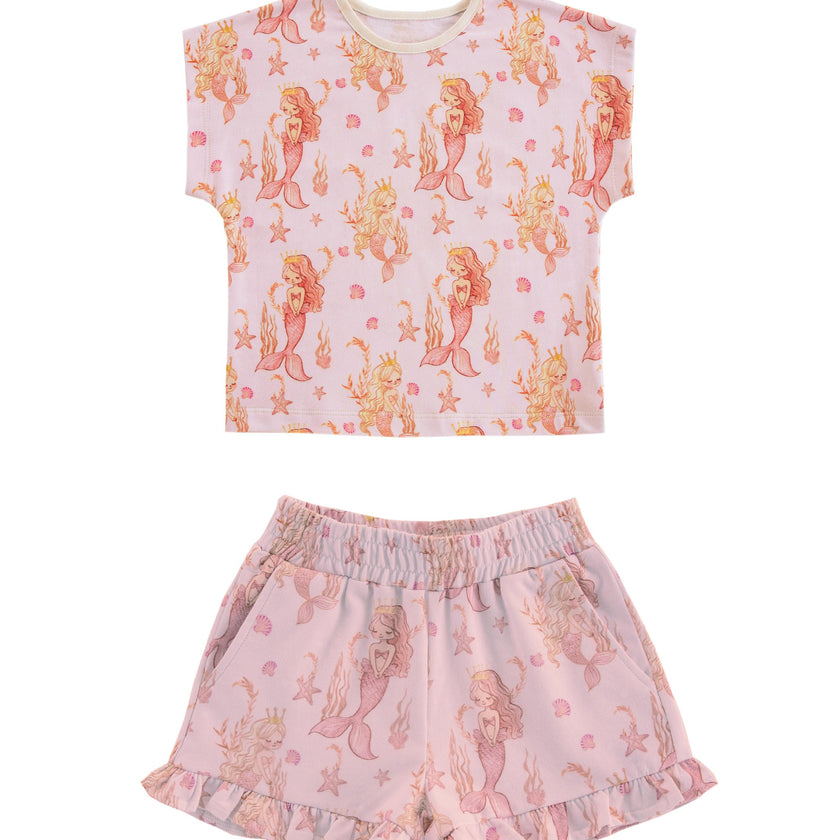 Light Weight French Terry Lounge Set Girls, Mermaid