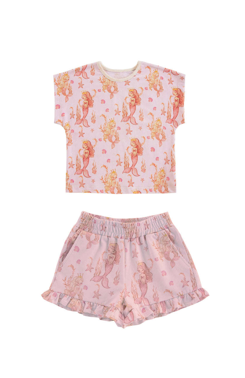 Light Weight French Terry Lounge Set Girls, Mermaid